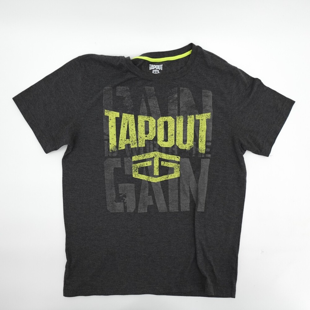 Tapout Shirt Mens Medium Gray Boxing MMA Fight T-Shirt Short Sleeve